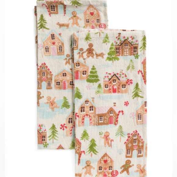 NEW Set of Two Cupcakes And Cashmere Cotton Gingerbread Dish Towels 20” x 30” - Picture 2 of 5